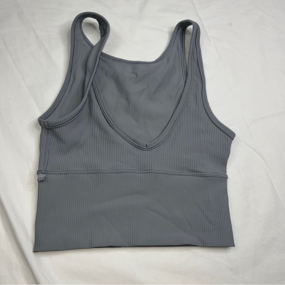 Lululemon Power Pivot Tank Top Size 0- 2 ? Grey Ribbed A030623